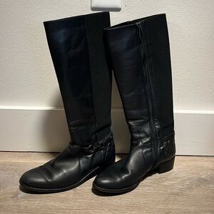 AQUATALIA Oralie Knee-High Stretch Leather Riding Boots Side Zip Quilted, Size 8